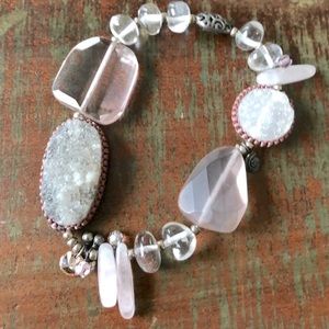 Silpada Drusy Pink "Gentle Edge" Stretch Bracelet